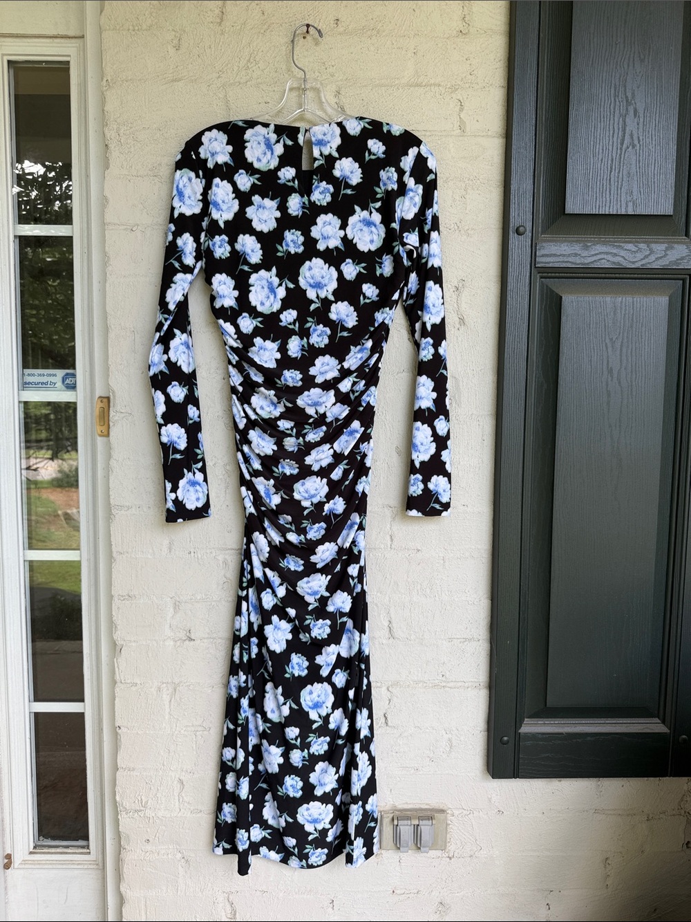 NWT Ann Taylor Floral Ruched Midi Dress Black/Blue Size 2 - Picture 9 of 12
